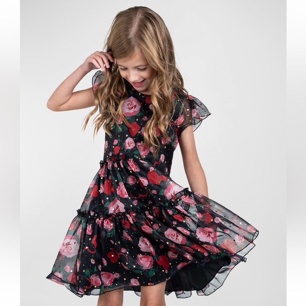 ZOE Ltd Floral-Heart Print Chiffon Dress